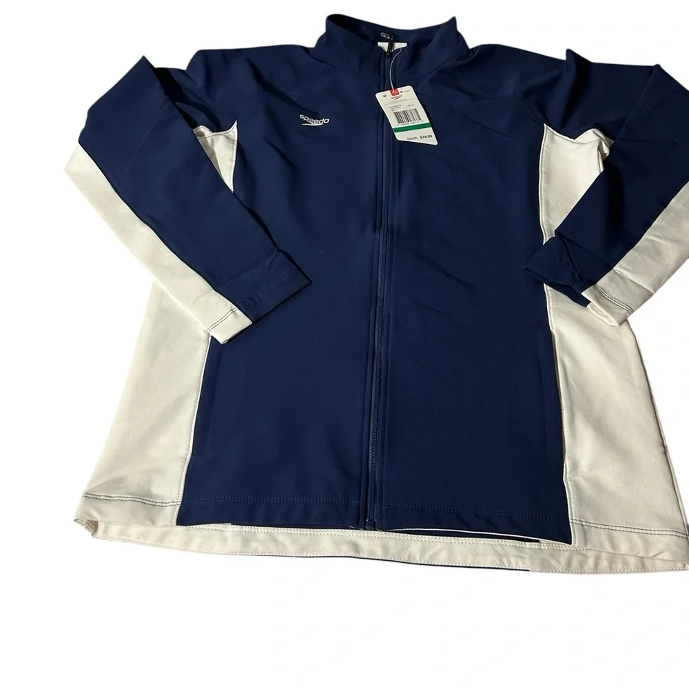 Speedo Boom Force Blue and White Athletic Warm Up Jacket 🆕